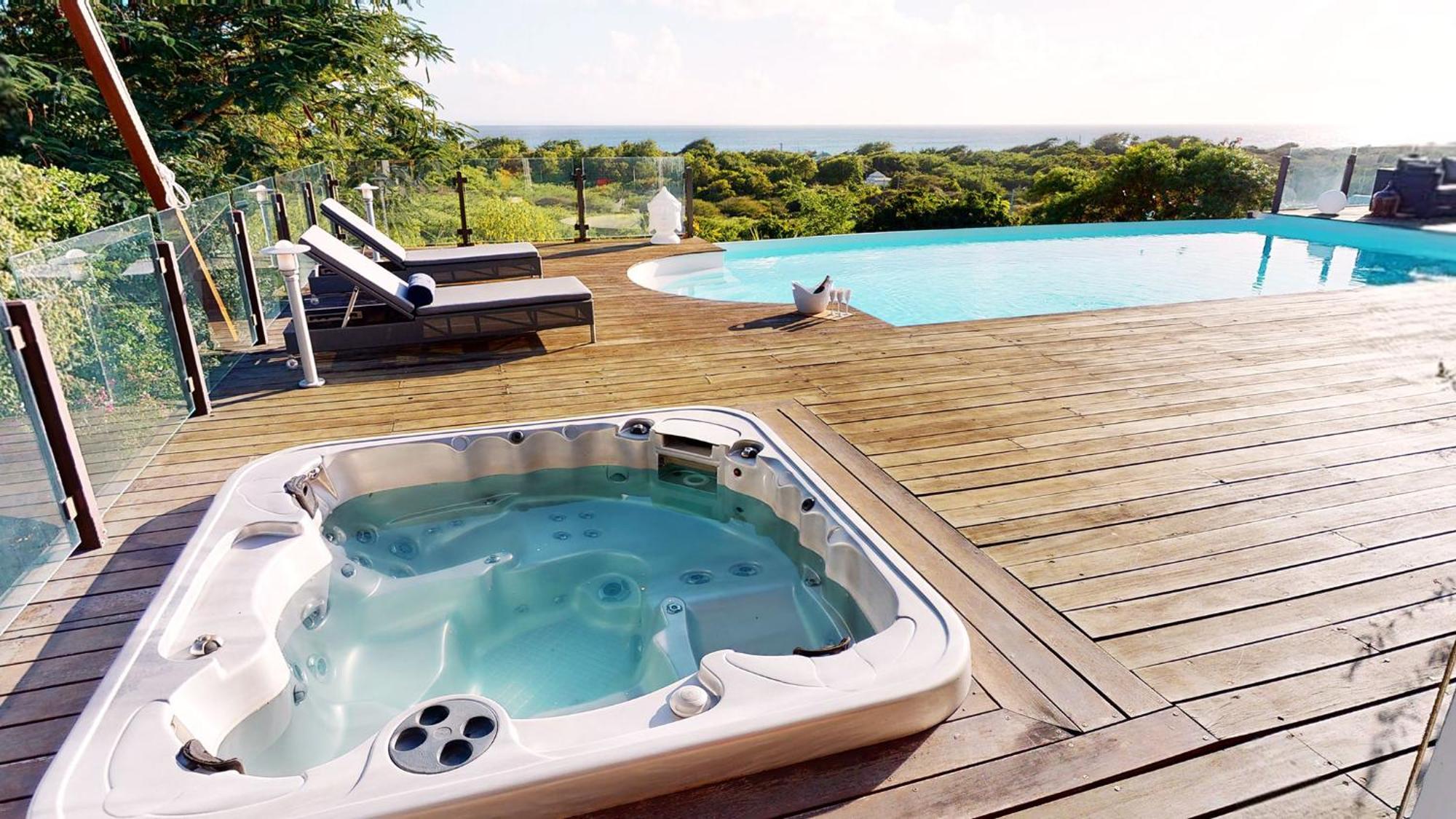 Villa Deluxe L'Hacienda Villa Vue Mer 180 Piscine Jacuzzi Proche Plage Marina Golf Pointe Des Chateaux Et Casino Jardin Clos Voyage Durable Saint-Francois  Zimmer foto